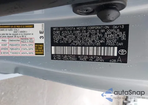 2014 Scion Tc 10 Series/Monogram z USA, uszkodzony, nr VIN JTKJF5C71E3072185